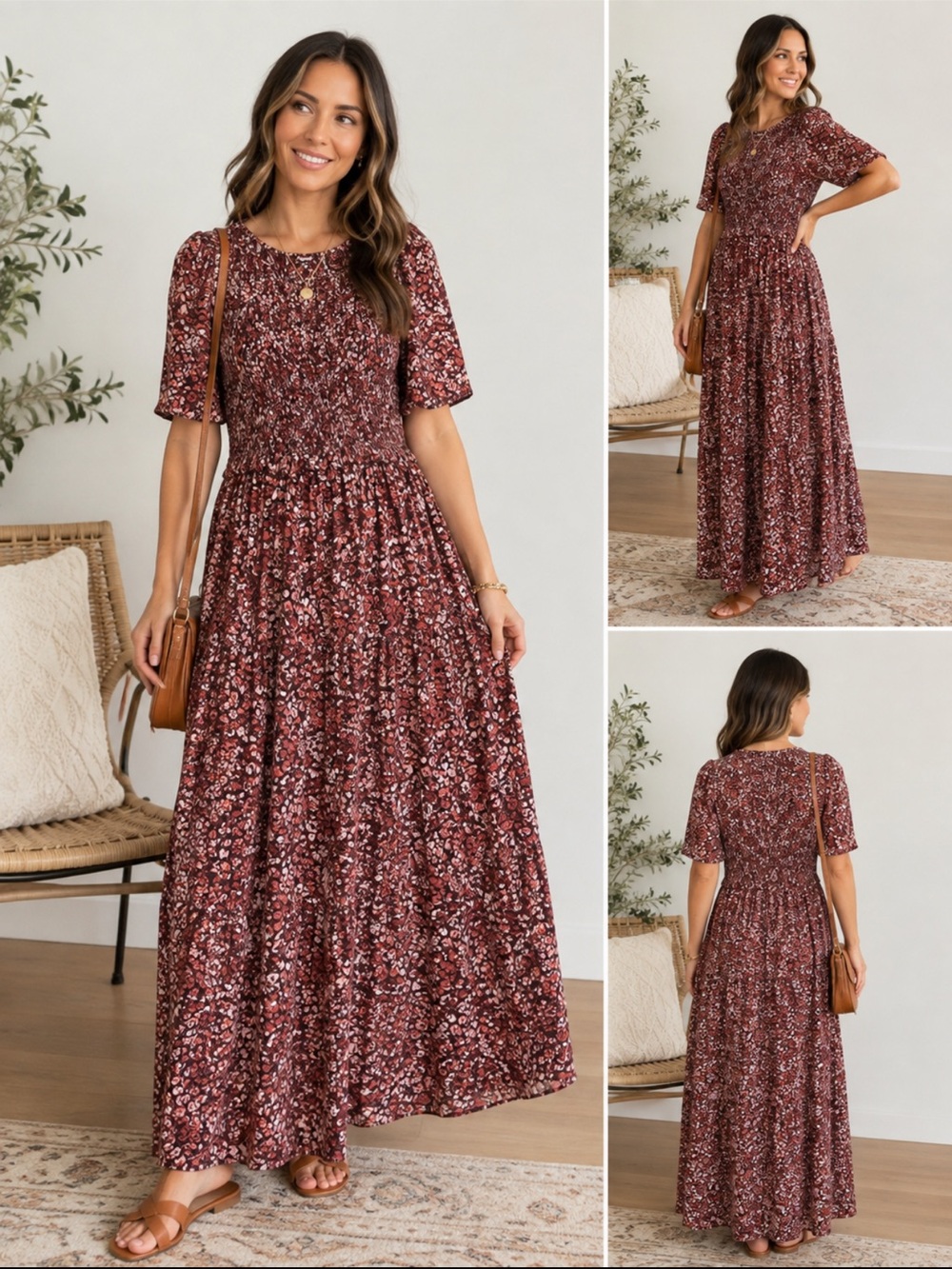 Madewell Bown Floral Shirred-Bodice Maxi Dress